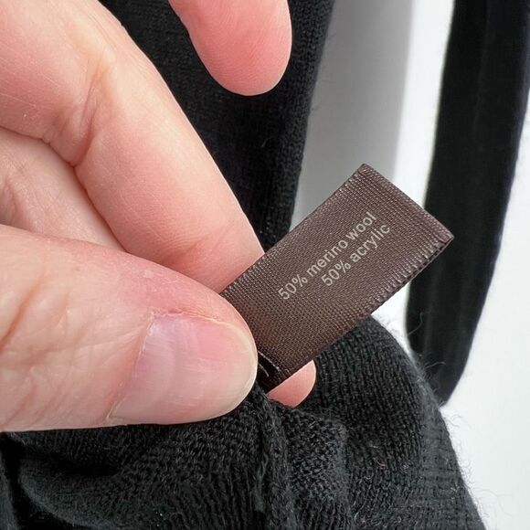 Limited Ruffle Merino Wool Blend Lightweight Sweater small career top black - Picture 5 of 8